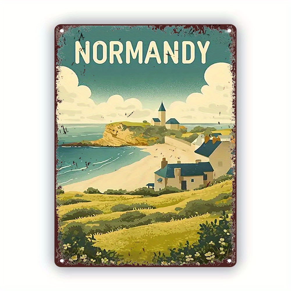 Retro Gaming Pictures - Vintage Normandy Beach Landscape Metal Sign