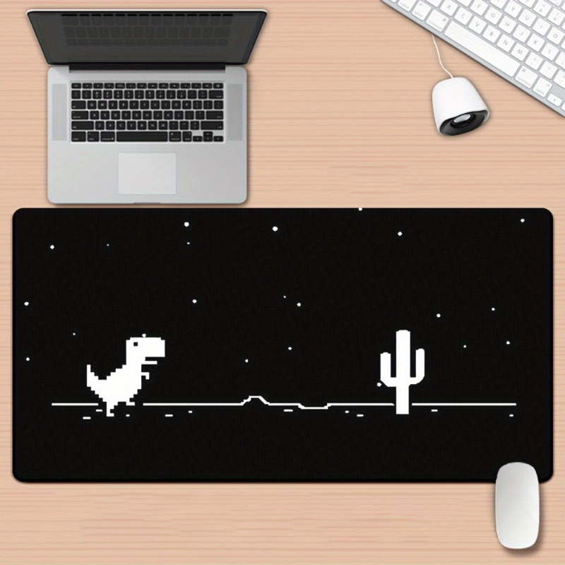 Retro Gaming Vibe - Stylish Minimalist Pixel Dino Desk Pad,