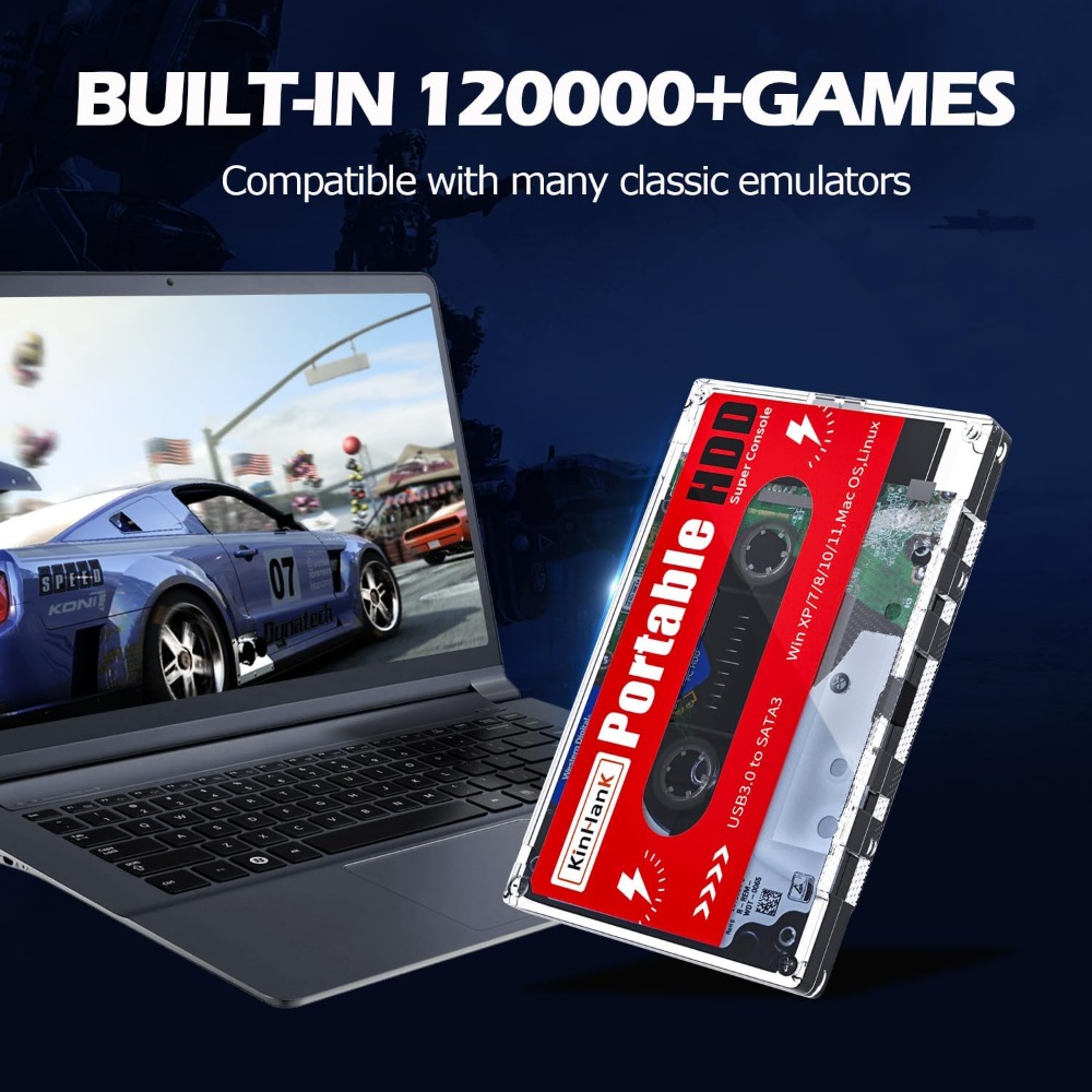 Retro Gaming Hard Drive - 2TB Portable External Hard Drive with